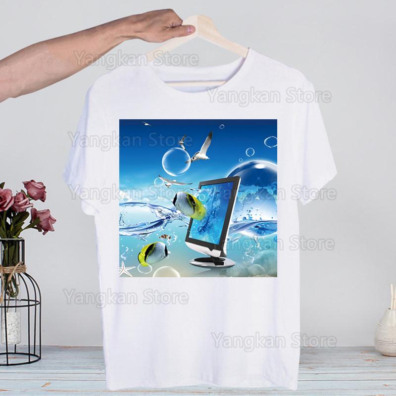 Frutiger Aero Harajuku T-skjorter Sommer Menn/Kvinner Hip Hop Morsom Trykk T-skjorte Streetwear T-skjorte Kortermet Tee Topp