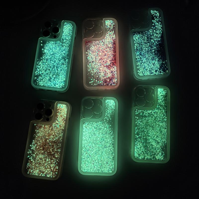 Luxusní Svítící Třpytivé Pouzdro s Tekutým Pískem Pro IPhone Průhledný Měkký Kryt Zad