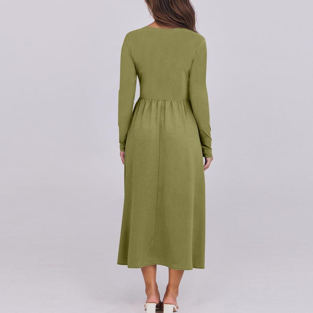 Women's Floral,Gradient Print Midi Boho Dress Casual Long Sleeve Flowy Smocked Dresses With Pocket Holiday Dresses for Women