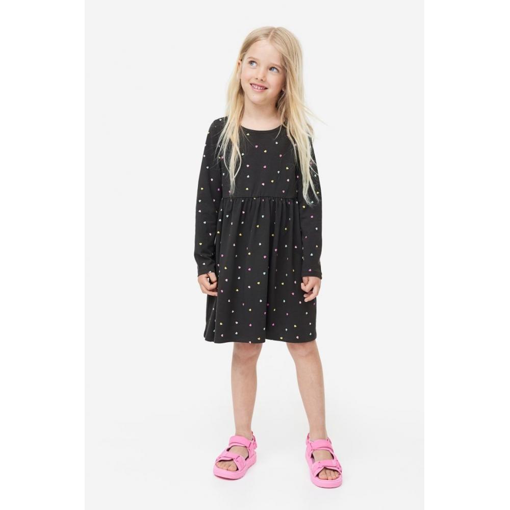 

Хлопковое платье с узором HM темно-серое сердце