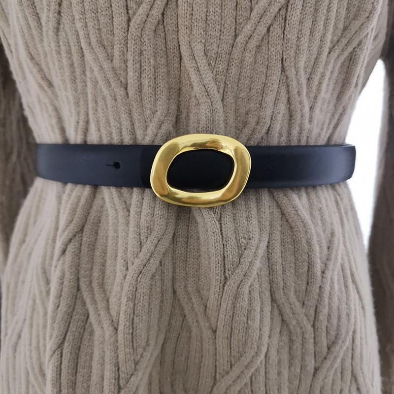 Fashion Leather Belt For Women With Alloy Buckle And Snap Closure For Casual Wear