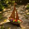 Vintage Style Garden Ornament Rustic Iron Sailboat Planter, Metal Nautical Flowerpot for Succulents Herbs, Weather Resistant Planter 3D Boat