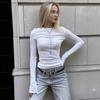 Autumn 2024 European & American Style Women's Slim Fit Solid Color Bell Sleeve Top