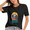 Retro Flamingo Ladies Cotton T Shirt, Premium Cotton Quality Print, Sunset Palm Tree Graphic, Durable, Leisure And Fashion, Comfortable And Breathable