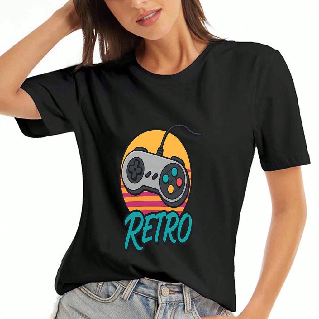 Retro Flamingo Ladies Cotton T Shirt, Premium Cotton Quality Print, Sunset Palm Tree Graphic, Durable, Leisure And Fashion, Comfortable And Breathable