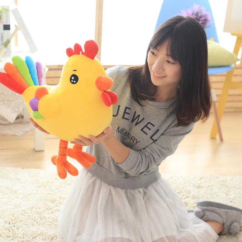 

Красочная кукла-цыпленок, радужный петух, курица, желтый плюшевый цыпленок, игрушка-кукла, кукла-симулятор, детский подарок 25Cm