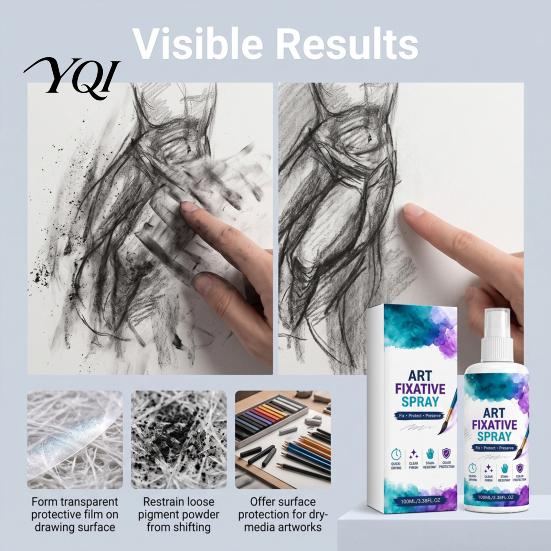 Pastel Painting Protection Art Fixative Spray, Smudge-Proof Protection, Quick-Drying Clear Coating, Non Yellowing, 3.4Oz Drawing And Sketching