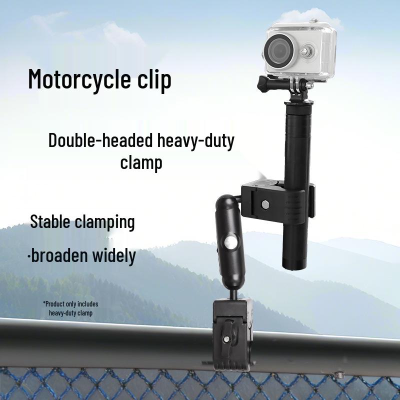 Adjustable Double Head Crab Clamp Mount for Outdoor Action Camera on Motorcycle
