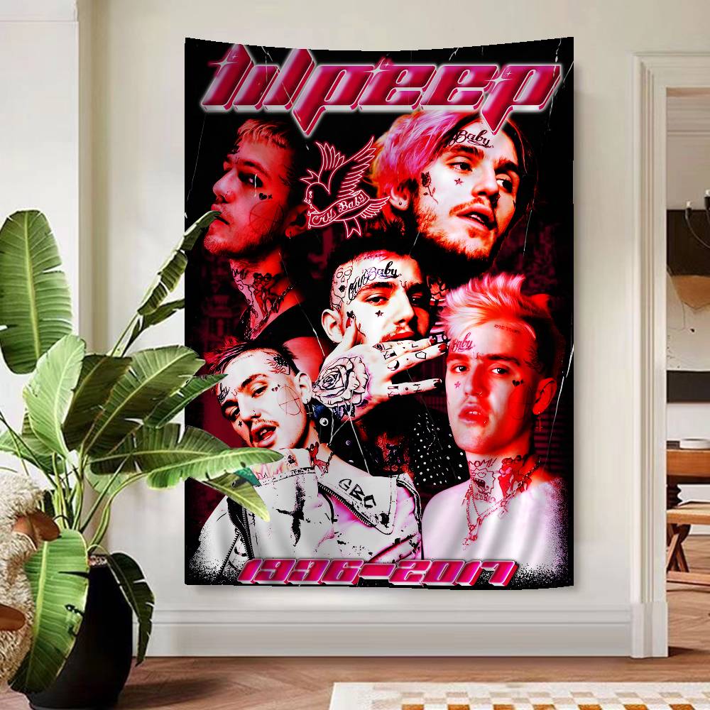 Hip Hop Rapper Lil Peep Printed Large Wall Tapestry Art Science Fiction Room Home Decor Decor Blanket