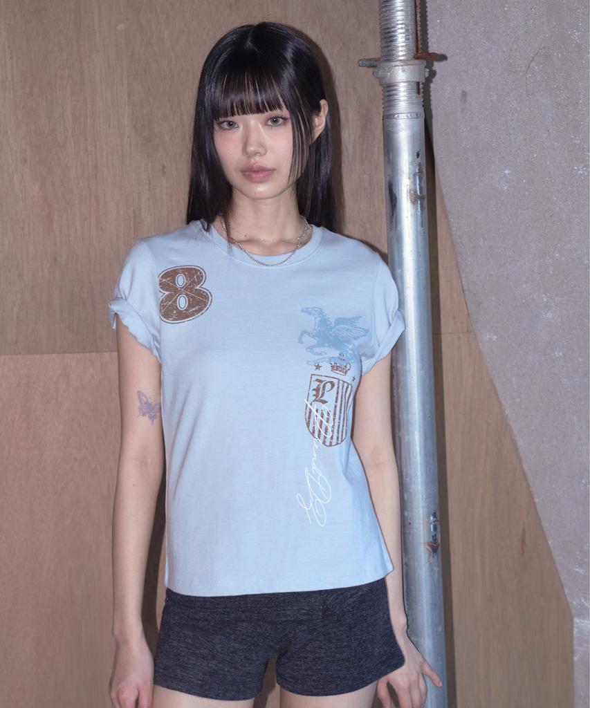 PRENDA Soar Semi Crop Tee Light Sky Blue