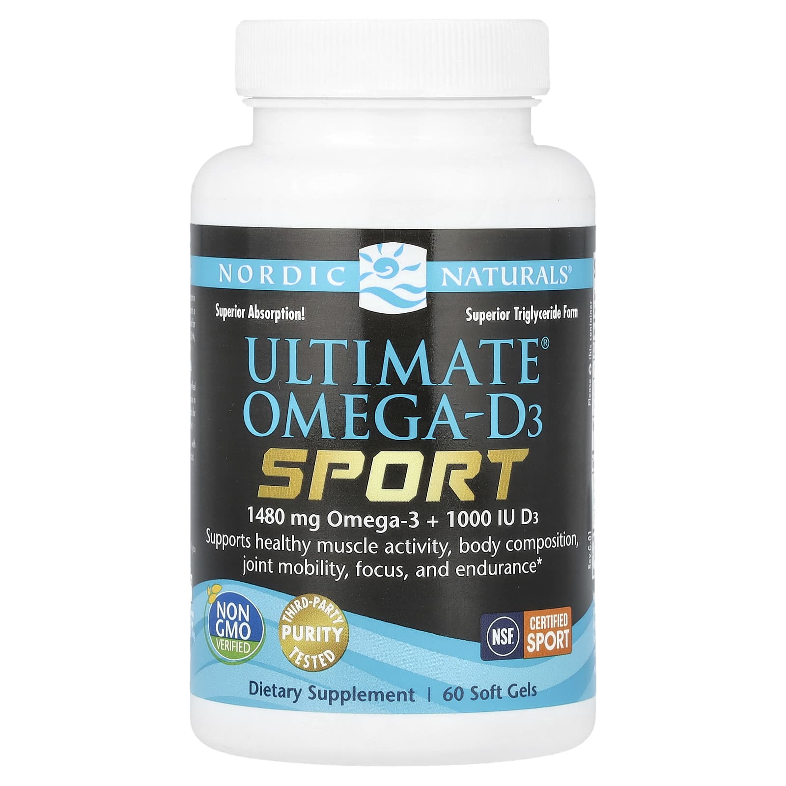 

Ultimate Omega®-D3, Sports, 60 Softgels