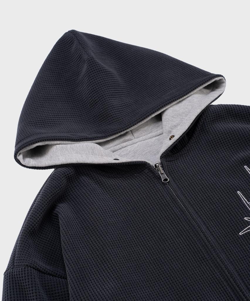 Saintpain Sp Waffle Reversible Zip-Up Hoodie Charcoal