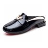 Baotou Wear Sandals Women's  Cow Patent Leather Flat-bottomed Slippers Casual Women's Half Slippers