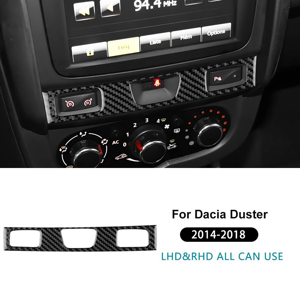 

Для Dacia Duster 2014 2015 2016 2017 2018 Наклейка из настоящего мягкого углеродного волокна LHD RHD Отделка кнопки центральной консоли автомобиля Аксессуары