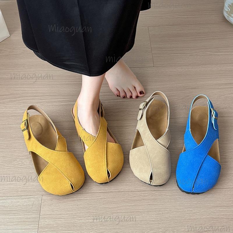 Fashion Women's Sandals Flat Low Heel Casual Loafers Slip-on Summer Spring Comfortable Footwear Cross Cover Toe Sandalias De Mujer