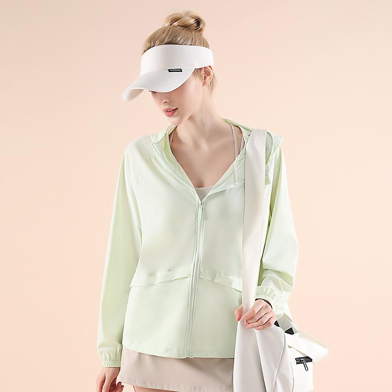 Outdoor Sports Loose Breathable Anti-ultraviolet Hooded Jacket Women's Summer Quick-drying Light Cool Drawstring Sunscreen Clothing