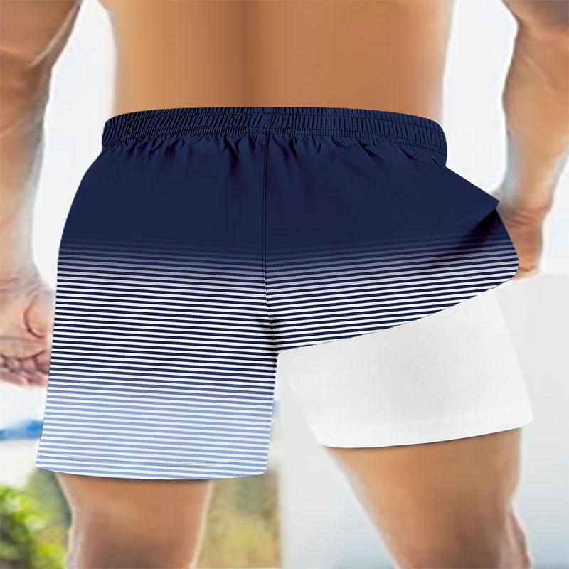 2-in-1 3D Digital Printed Casual Men's Fashionable Beach Pants Suitable for Outdoor Daily Activities In Summer