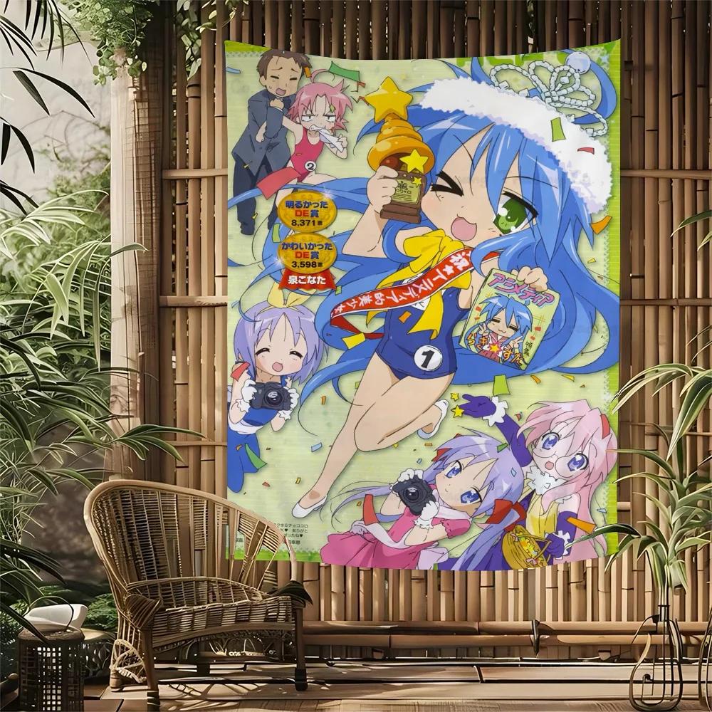 Lucky Star Comedy Anime Cartoon Tapestry Art Science Fiction Room Home Decor Wall Hanging Home Decor