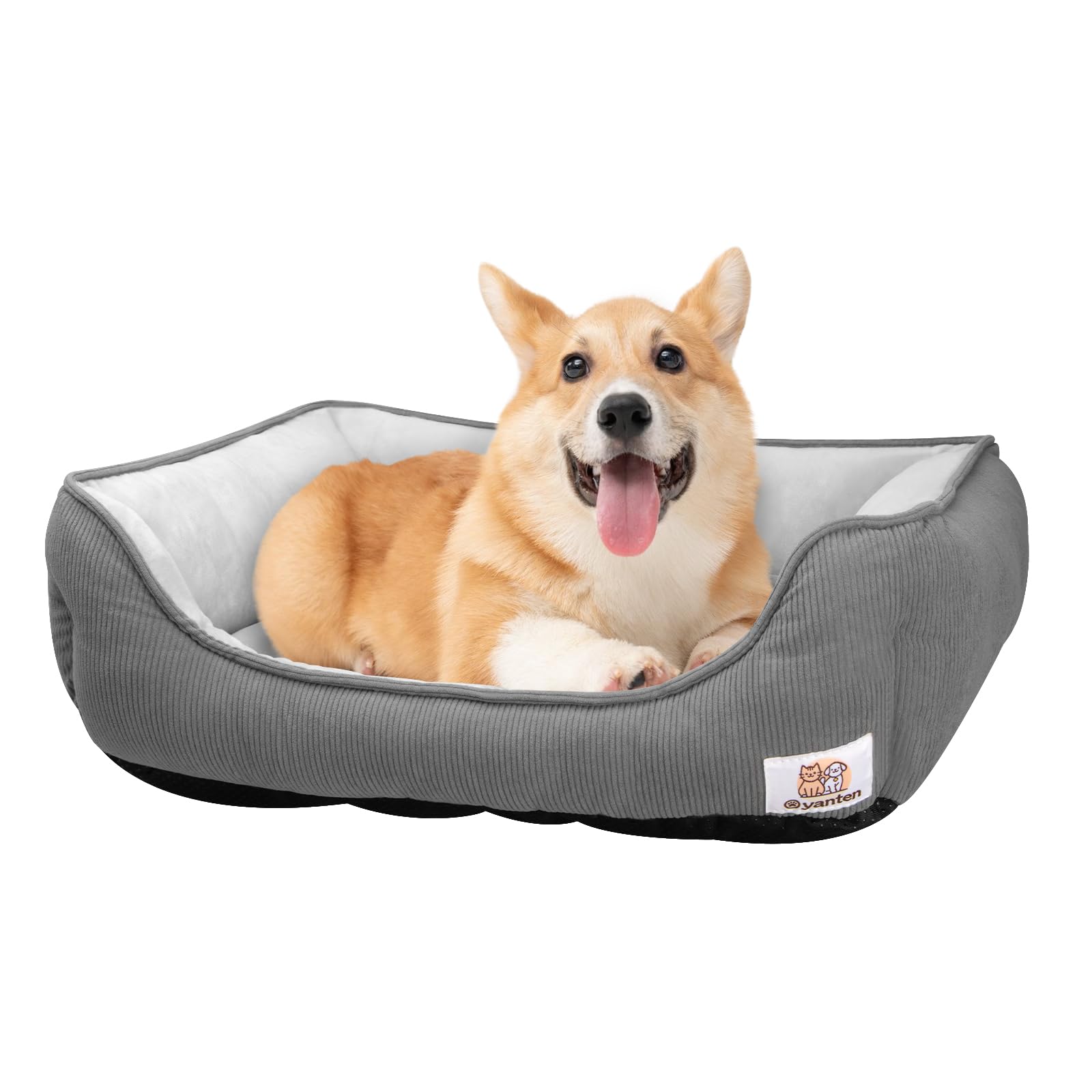 

Квадратная кровать для собак и кошек OYANTEN с удобной для глубокого и идеальной для осени и подходящей для маленьких и котят подушкой, круглогодичная, пушистая, серый