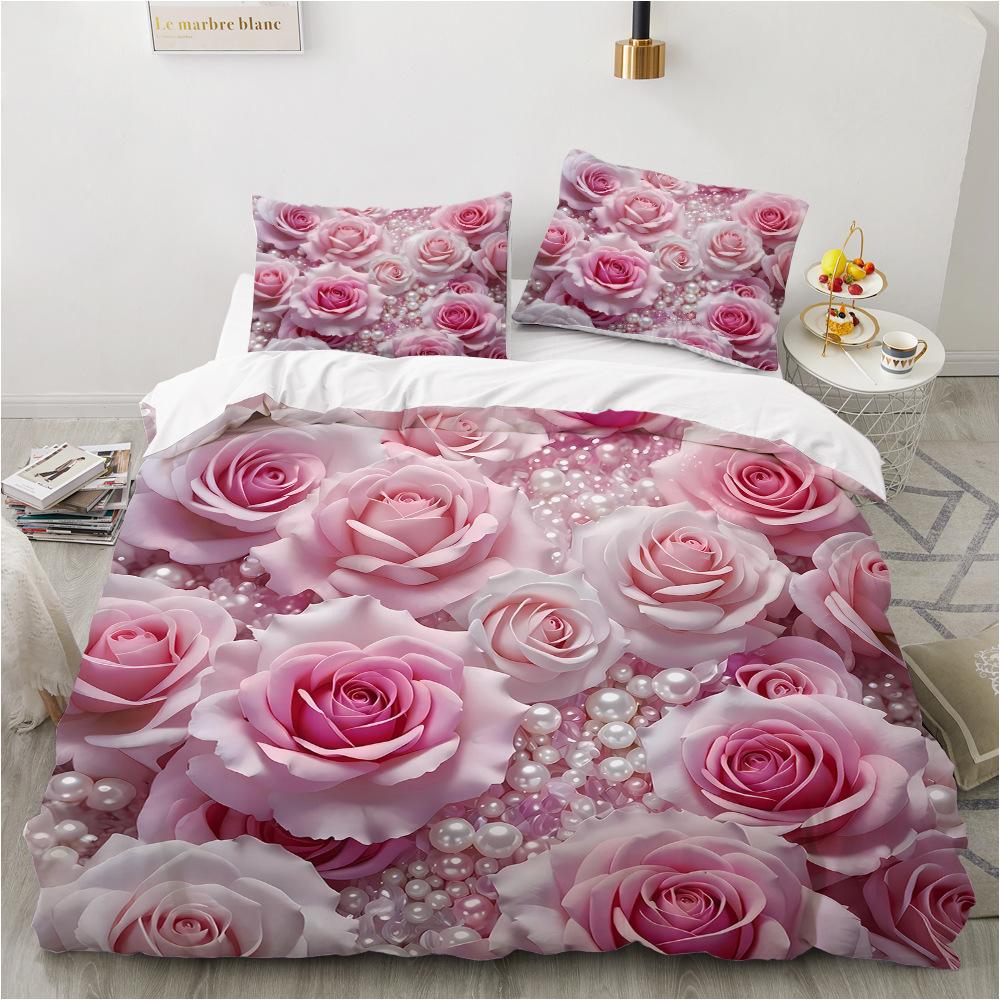 Bedding Set Digital Print Comfortable Duvet Cover for Home Bedroom Decoration, 1 Duvet Cover and 2pillowcase with Zippers