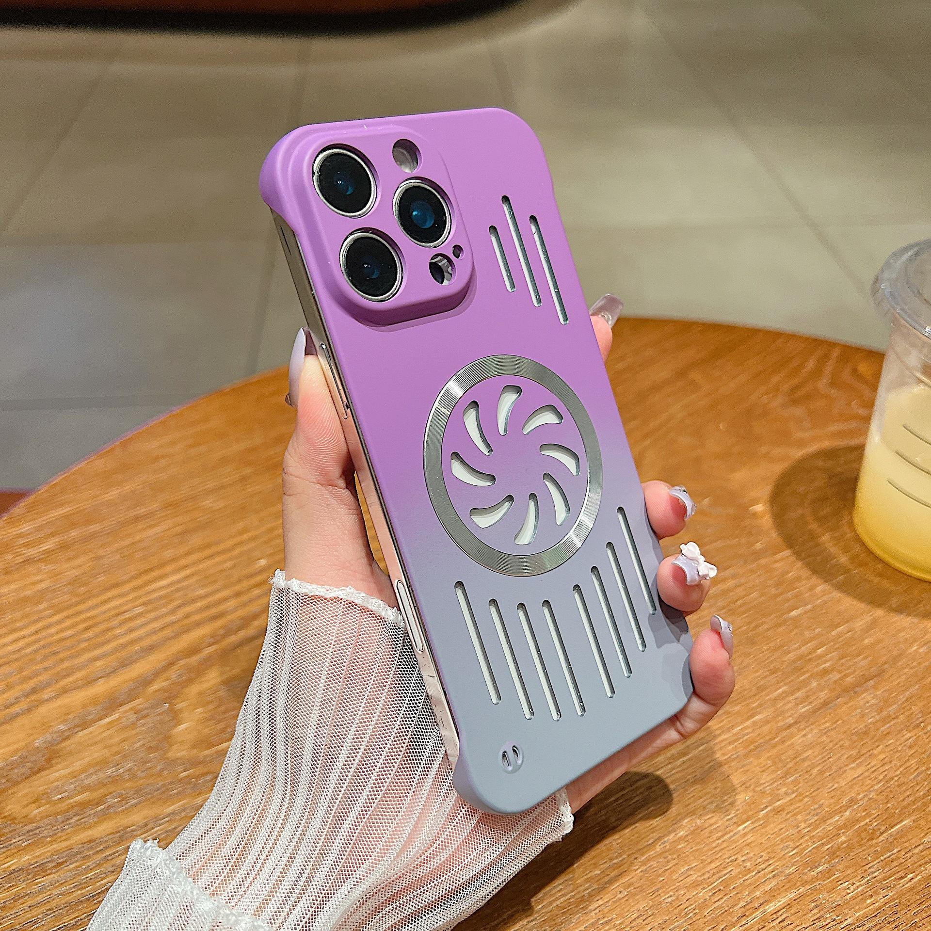 

Applicable To IPhone16proMax Frameless Gradient Phone Case Cooling Hole Apple 15 Couple Anti Fall Protection Case iPhone12proMax