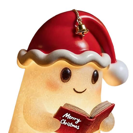 Reading Ghost Night Light Cute 3D Xmas Hat Ghost Bedside Lamp