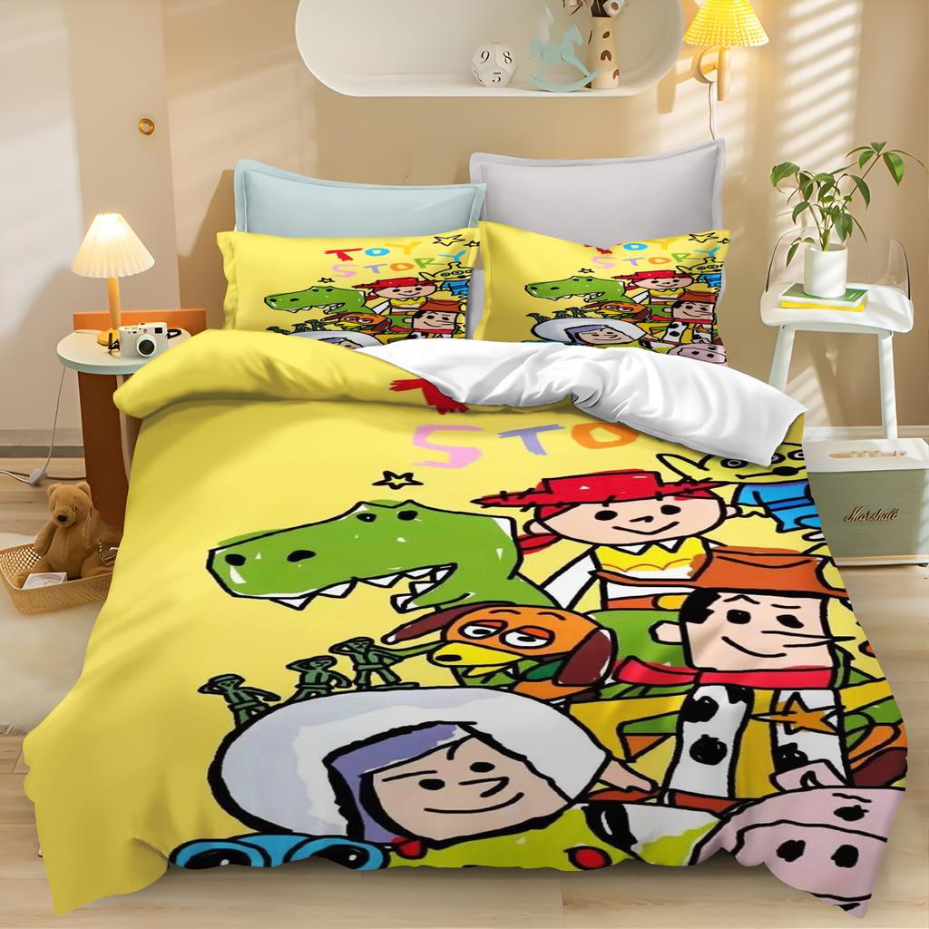 Toy Story Cartoon Quilt Cover Bedding Set For Boys, Polyester, Cute Printed, Skin Friendly, Breathable, Home Textiles, Anime