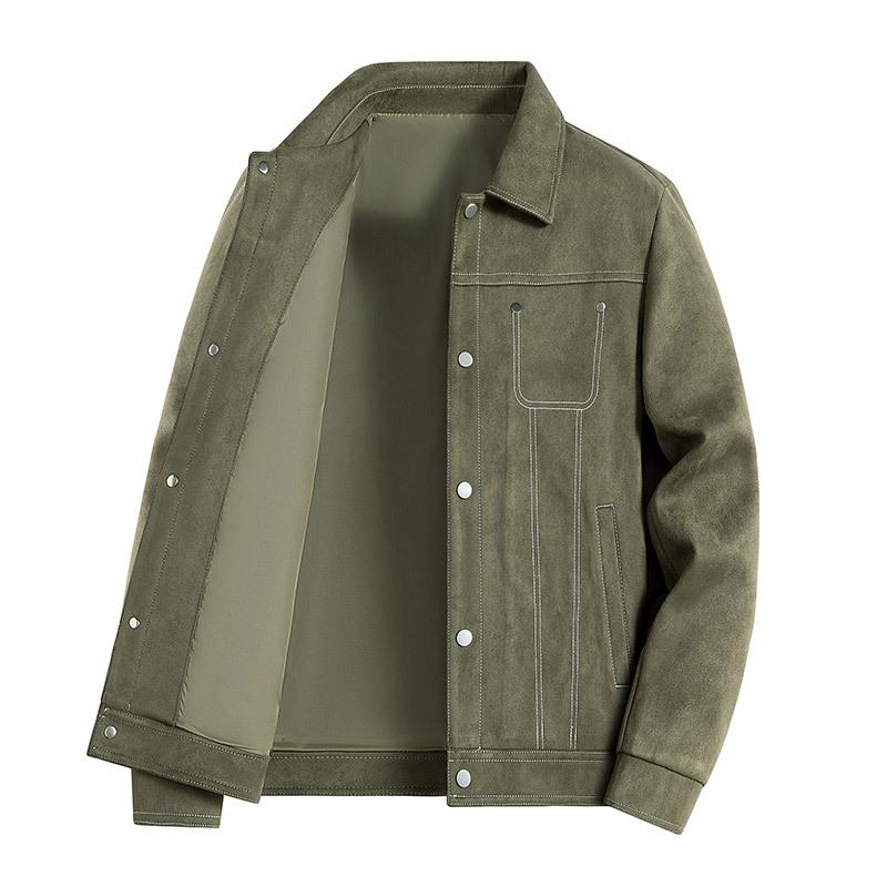 Work Lapel Jacket for Men's Spring New Youth Casual Versatile Loose Suede Jacket Top for Men