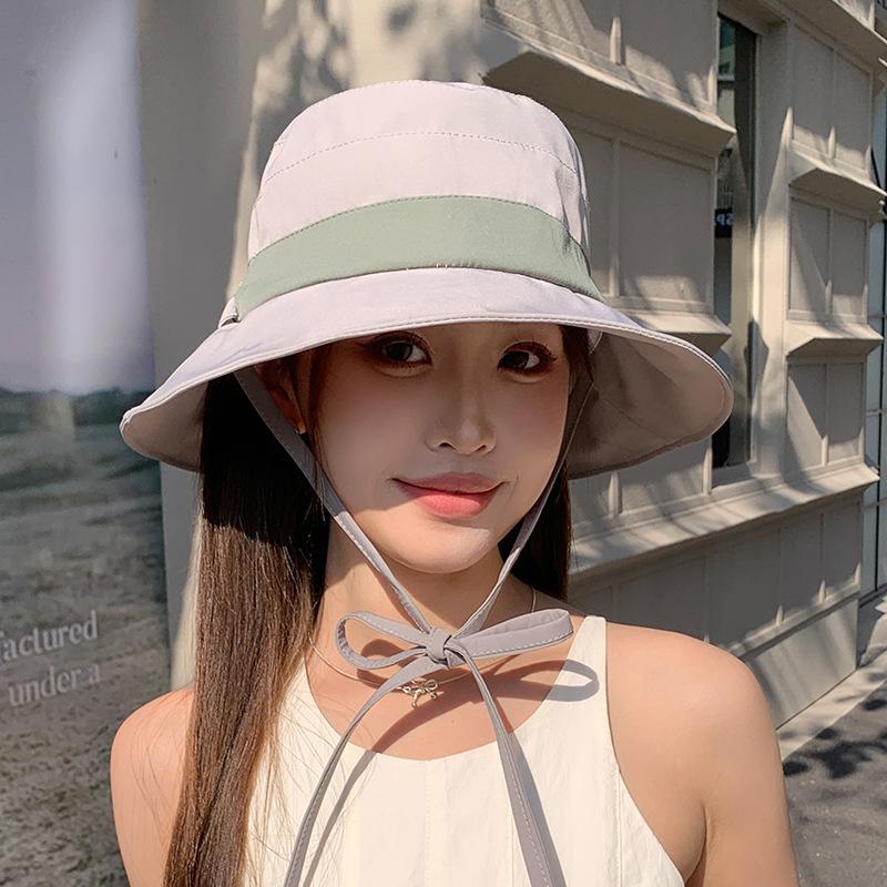 Summer Simple Color Matching Hat Women's Outdoor Mountaineering Sun Protection Sun Hat Casual Versatile Face Small Bucket Hat