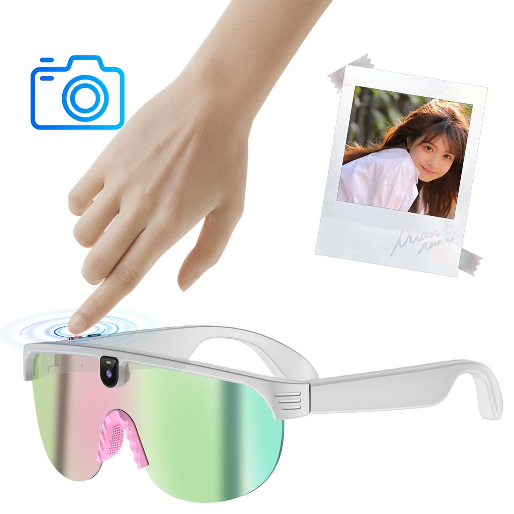 Wireless BT Sunglasses Object Recognition Anti-Glare Protection Goggles AI Photography Sports Glasses for Hiking Camping