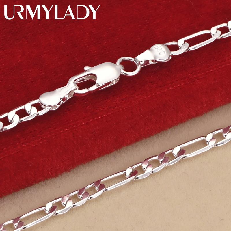 Noble New Arrive 925 Sterling Silver 4MM Chain for Men Women Bracelet Necklace Jewelry Set Lady Christma Gifts Charms Wedding