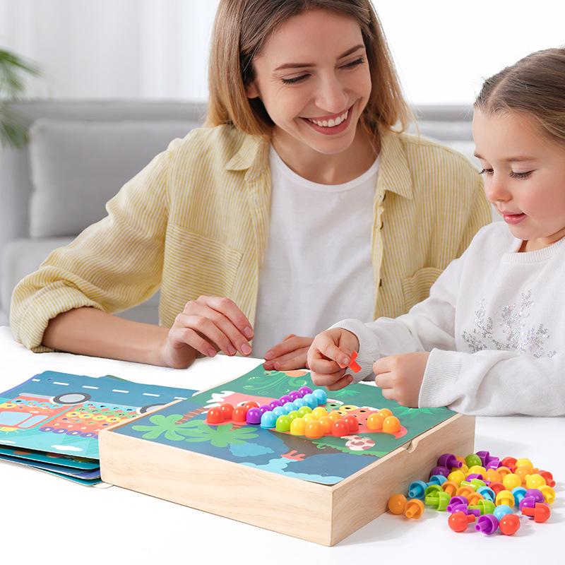 Children'S Early Education Educational Multi-Functional Gear Creative Mushroom Nail Pairing Assembly Parent-Child Desktop Toy