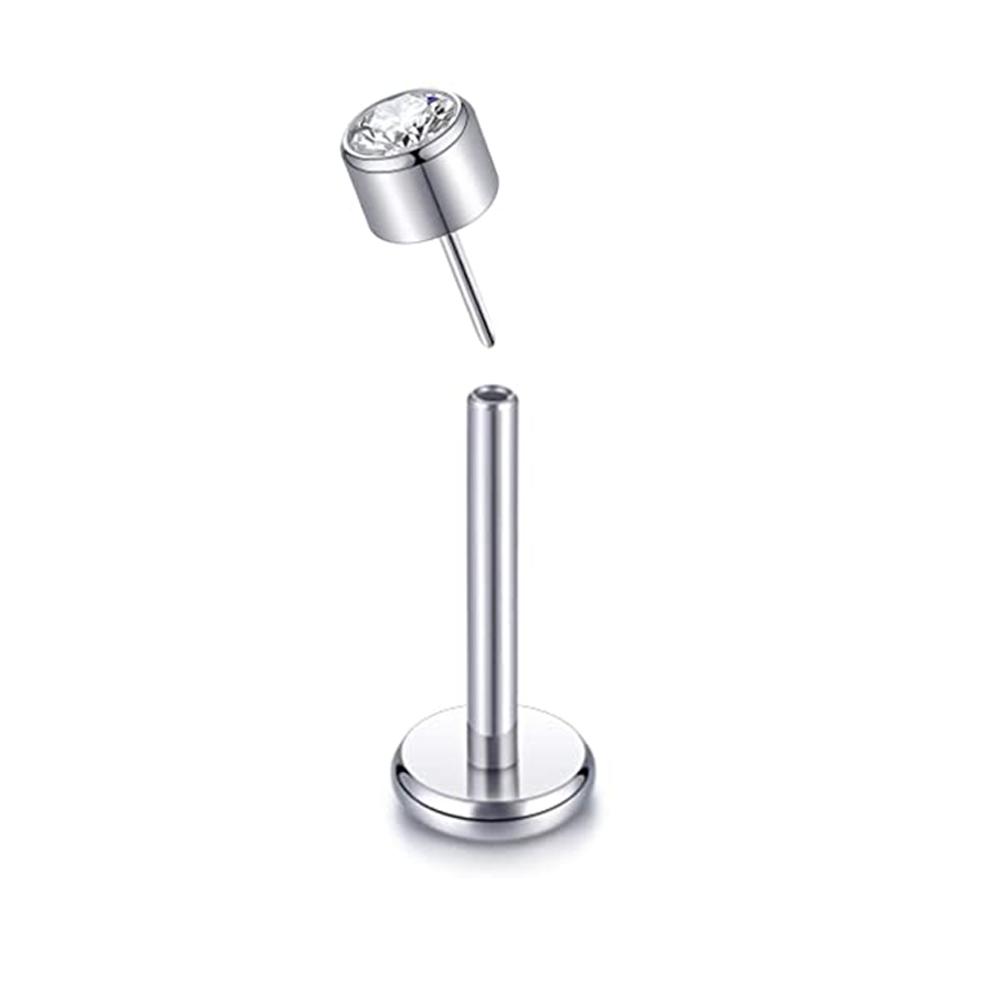 G23 Titanium Threadless Labret Studs Piercing Jewelry 16G Push Pin Cartilage Helix Tragus Earrings for Women Lip Stud Earrings