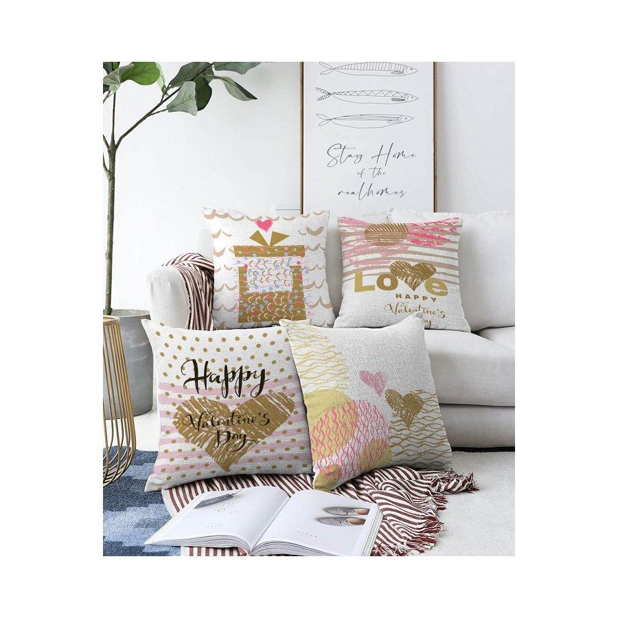 4-teiliges doppelseitig bedrucktes Kissenbezug-Set „Valentine's Day Concept“.