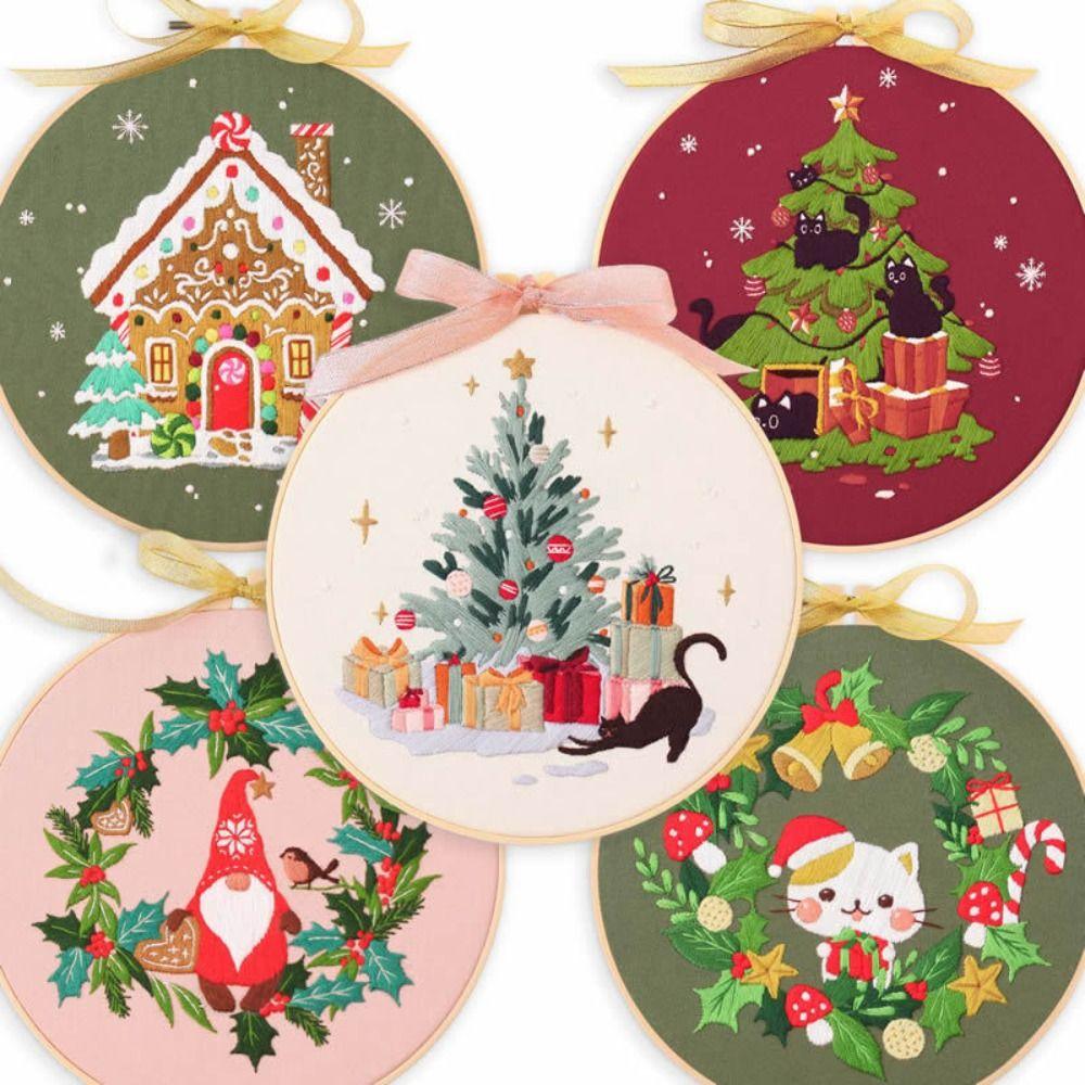Handmade Christmas Embroidery Kit Colorful Embroidery Set Cross Stitch Set Beginner