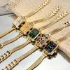 Gold Tassel Chains Watch Alloy Rectangular Quartz Watch Antique Quartz Wristwatch  Daily Use