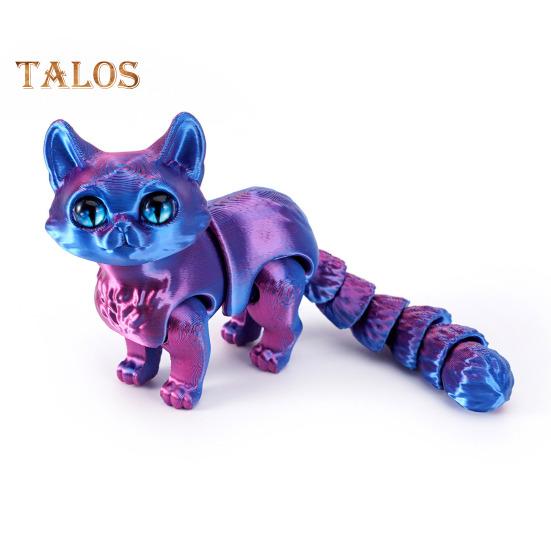 3D Printed Cat Figurine Movable Joints Cat Figure Articulated Animal Model Toy Home Office Bookshelf Desktop Decoration Ornament