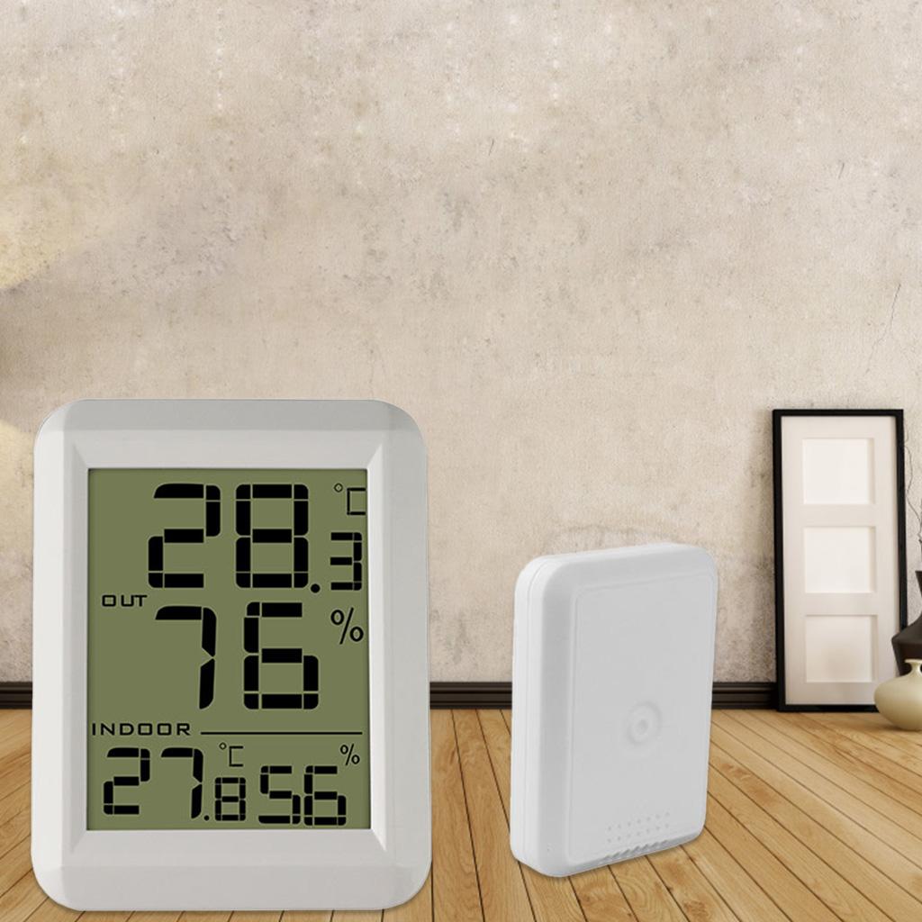 Desktop Wireless Thermometer LCD Display Indoor Outdoor Sensor Wall Temperature