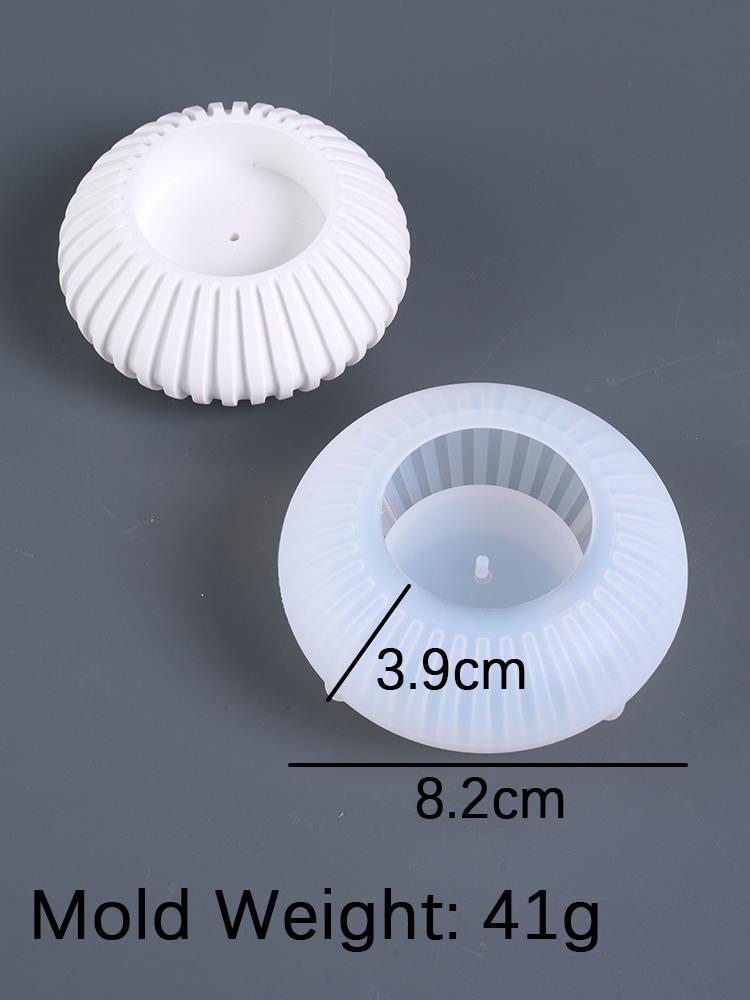 DIY Stripe Round Incense Tray Silicone Mold Simple Candlestick Concrete Gypsum Molds Thread Incense Insert Stick Holder Mould
