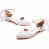 Quality Women Sandals Female String Bead Silk 2CM Square Heel Buckle Strap Ribbon Bohemian Sweet Bride Women's Dress Shoes White
