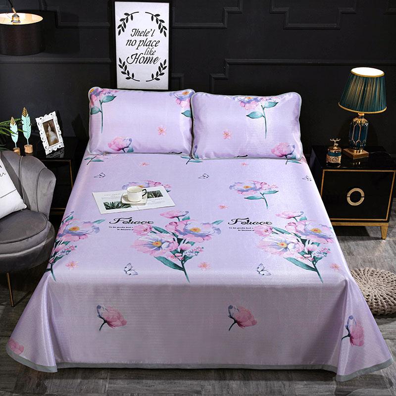 

Текстиль для дома, легкий в уходе принт, складной летний прохладный спальный коврик, наматрасник из ледяного шелка с наволочкой, комплект простыней Pillowcase 1pcs