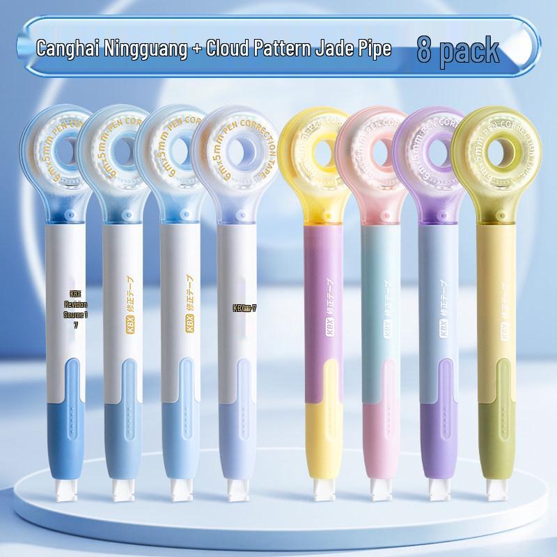 Pen-Style High-Capacity Correction Tape with Push-Button Design, Silent Operation, for Students