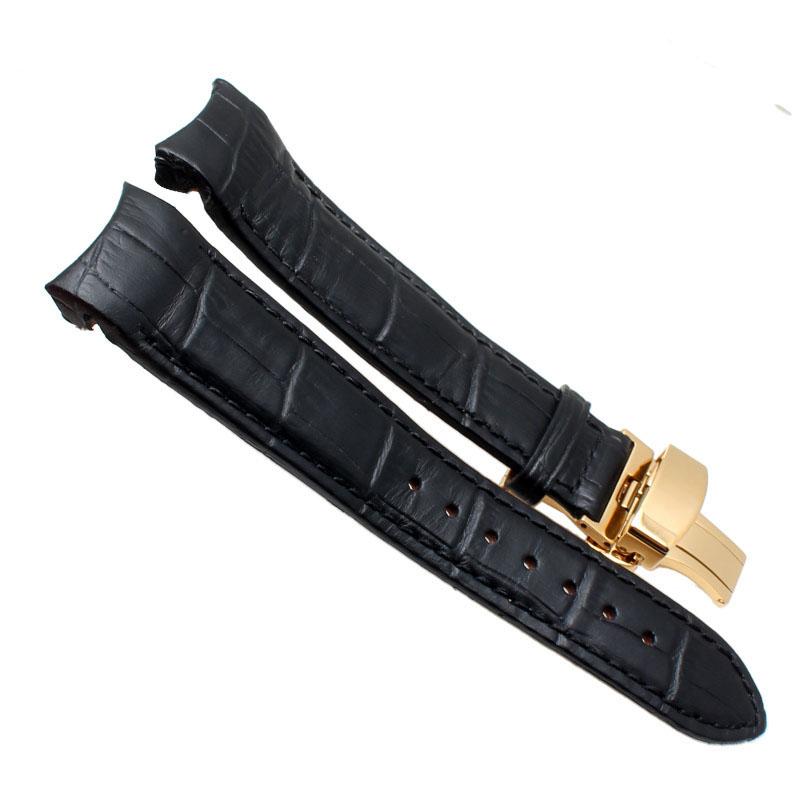 Curved End Men's Watchband for Citizen BL9002-37 05A BT0001-12E 01A Watchstrap Genuine Leather with Butterfly Buckle 20 21 22mm