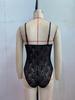 2026 European & American Sexy Slim-Fit Black Lace Button Camisole Bodysuit for Women