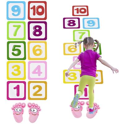 Number Lattice Wall Stickers Kids Footprint Hopscotch Floor Decals Waterproof Game Stickers Nursery Decoration Home Accessories