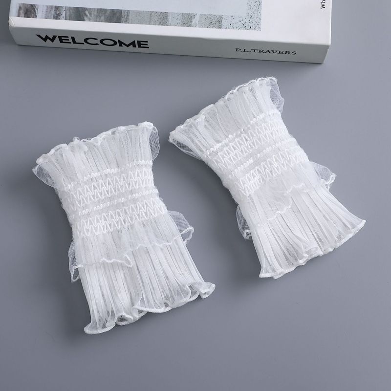 

Wristband Lace Fake Sleeve Mouth Fall and Winter Bandage Dress Inner Shirt Fake Sleeve Lace Decorative Cuff Female Easiest for Match Fake Sleeve 2316 White One size