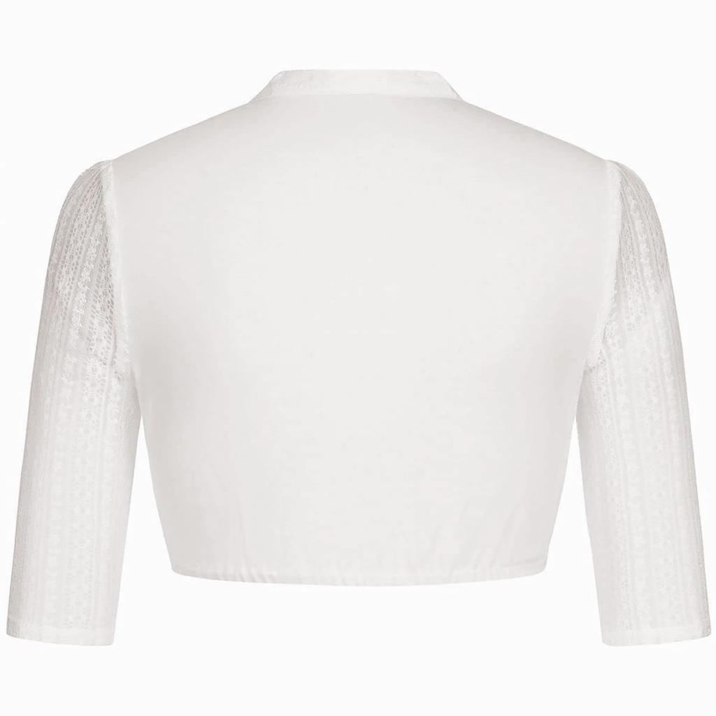 Women's Traditional Oktoberfest Crop Top Bavarian Style Blouse Button Front Knit Fabric Half Sleeve Shirt for Festival Wear