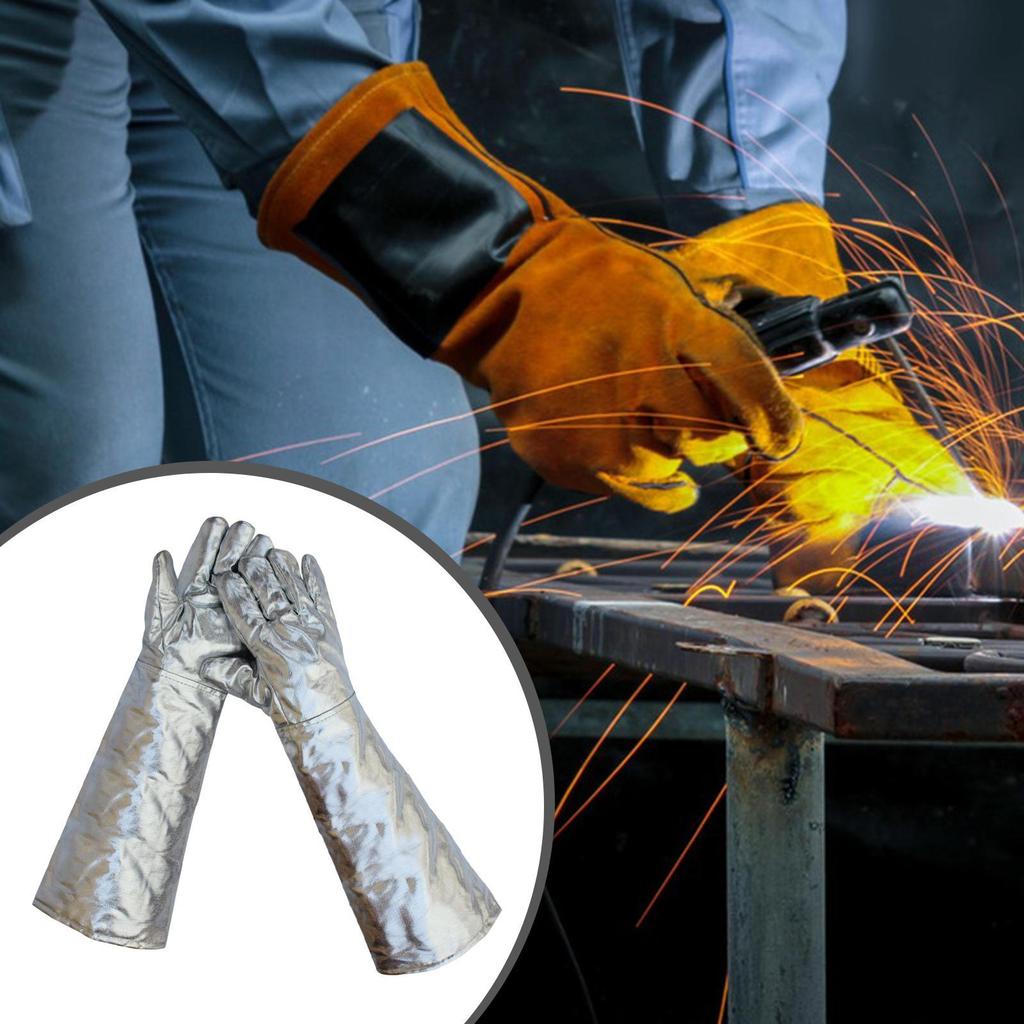 2 Aluminum Foil Welding Gloves, Heat Insulating Comfortable, Professional, Resistant