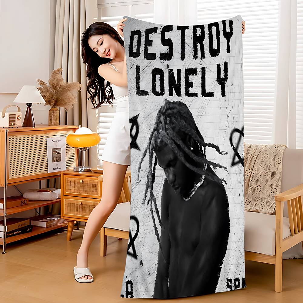 

Pop Hip Hop Rapper Destroy Lonely Bath Towel Microfiber Soft Water Absorbing Breathable For Kids Decorative Cartoon Beach Towel W30*H60(CM)