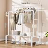 Indoor Double-Rod Floor-Standing Clothes Rack for Balcony or Bedroom